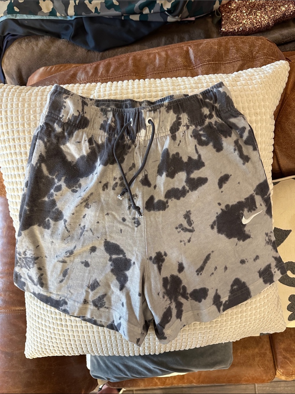 NWT Nike Tie Dye Cotton Jersey Shorts Gray Black XS
